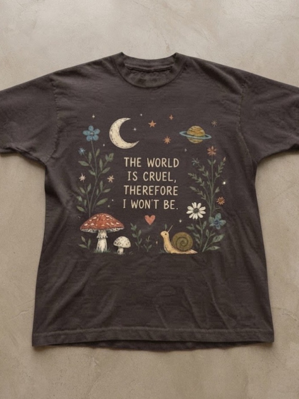 Inspirational Quote Mushroom Snail Brown Gildan T-Shirt